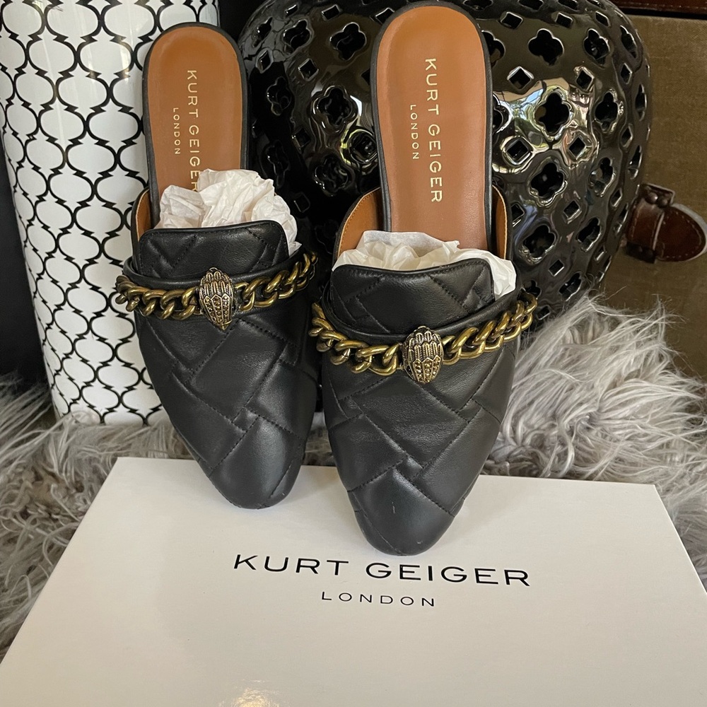 Kurt Geiger Black quilted Chelsea Mule Size 9